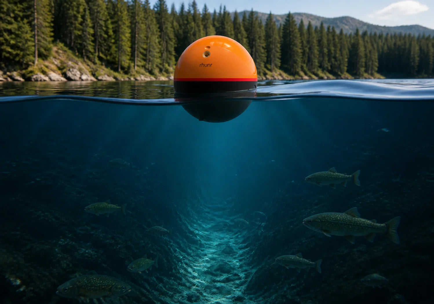 RHUNR Wurfsonar über einem breiten und einem fokussierten Unterwasserbereich